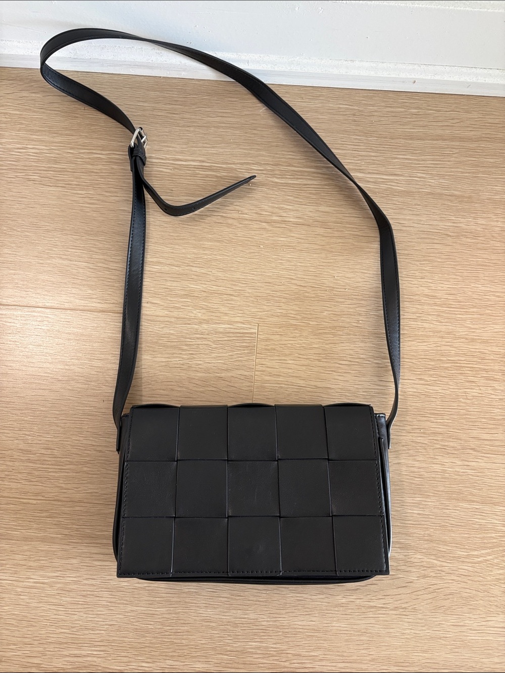 Never used Joe Fresh Black Woven Crossbody Bag